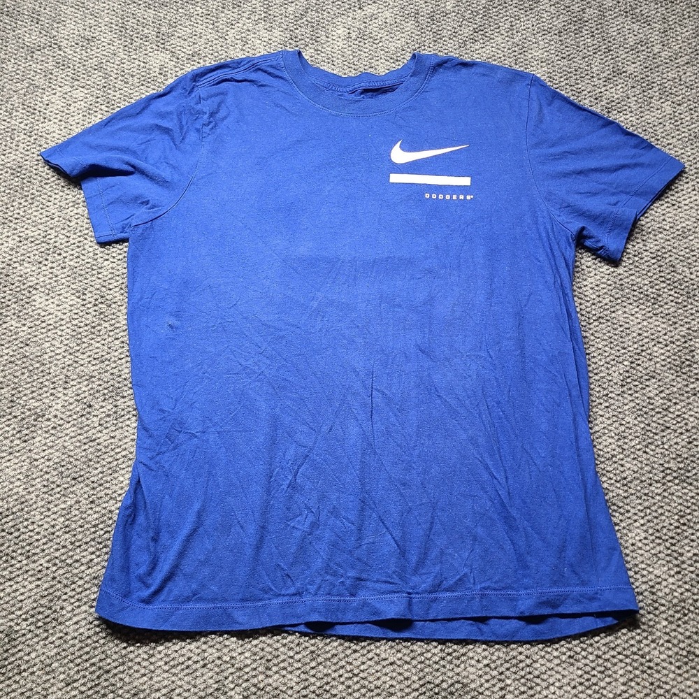 Los Angeles Dodgers T Shirt Mens Large Blue Nike Royal Over the Shoulder MLB